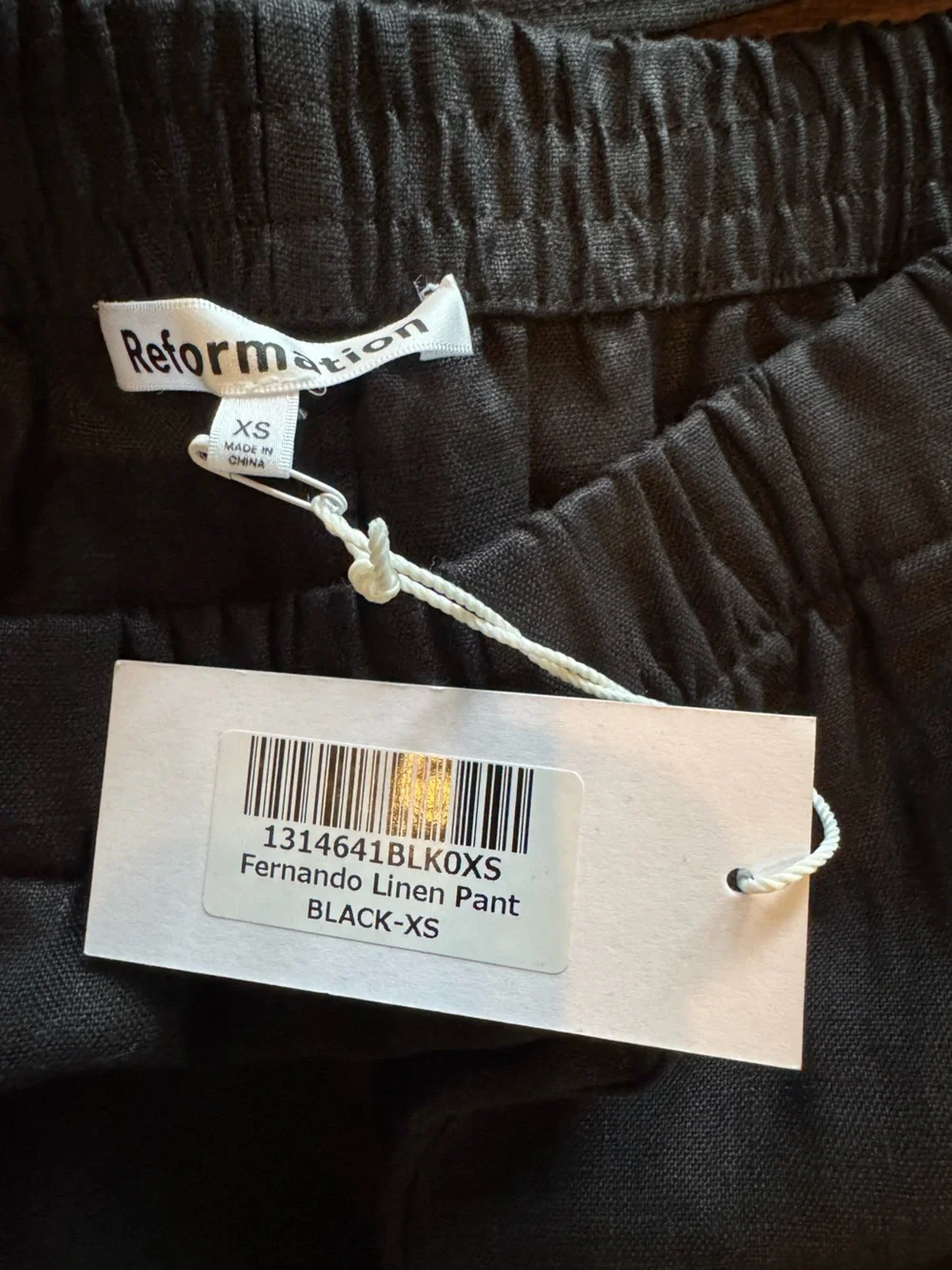 Reformation Linen Set Black Elastic-Waist Linen Fernando Pant and Crop top - Picture 2 of 7